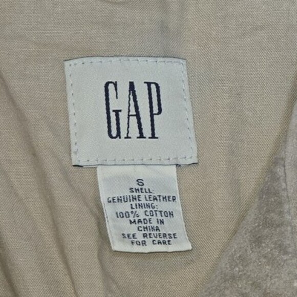 GAP Genuine Suede Leather Trucker Jacket Beige Tan Vintage 90s Men’s Small 100% - Picture 9 of 9